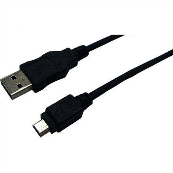 LogiLink USB-A 2.0 -> USB-B 2.0 mini 5pin M/M adatkábel 1.8m fekete