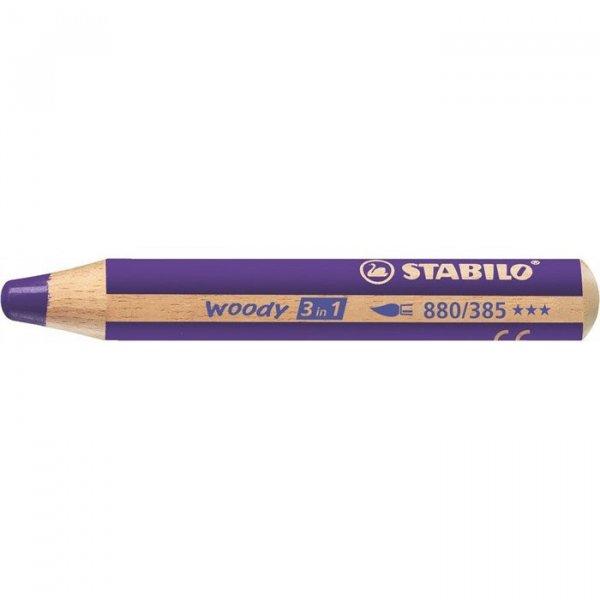 Színes ceruza, kerek, vastag, STABILO "Woody 3 in 1", viola