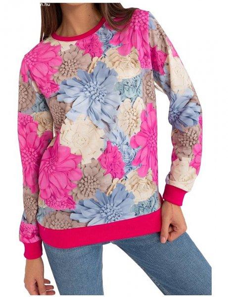 Rózsaszín virágos pulóver