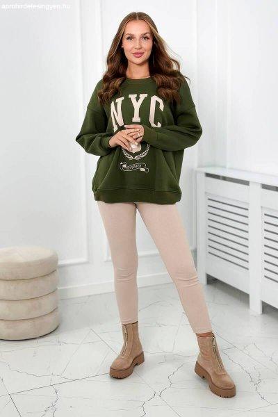 Pamut szett hőszigetelt pulóverből és leggingsből, modell 9594 színű
khaki