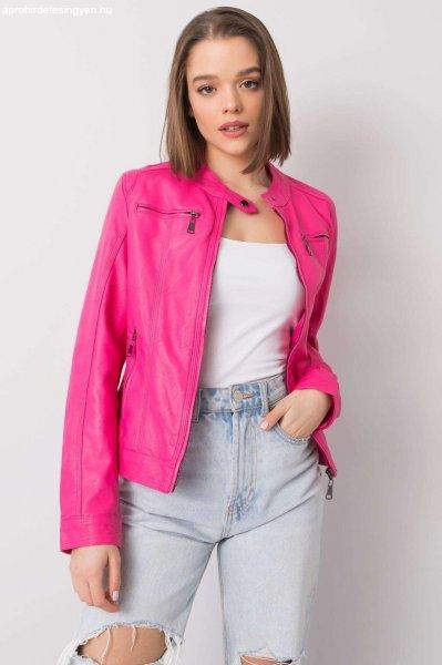 Borostyán kabát eco-bőrből, élénk rózsaszín