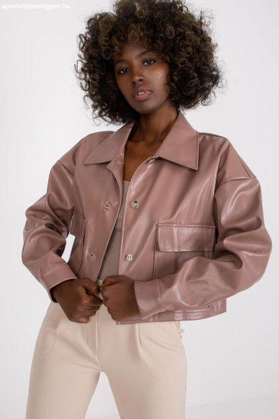 Átmeneti kabát Dorine ökobőrből, gombos záródású régi rózsaszín