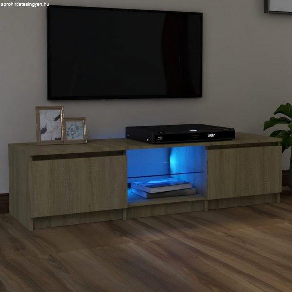 Sonoma tölgy színű TV-szekrény LED lámpákkal 140x40x35,5 cm