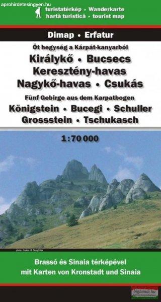 Kárpát-kanyar térkép (Öt hegység) - Királykő - Bucsecs -
Keresztény-havas - Nagykő-havas - Csukás 1:70000