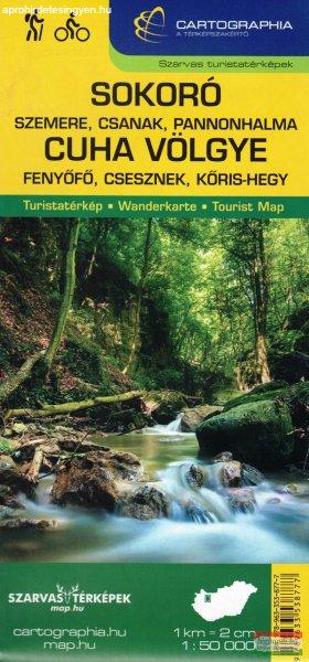 Sokoró, (Szemere, Csanak, Pannonhalma) Cuha völgye turistatérkép 1:50 000
