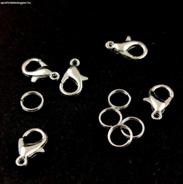 Delfinkapcsok - szerelőkarikával - platina színű - 12x6mm
