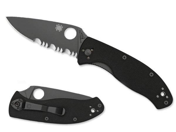 Spyderco Tenacious Black félig fogazott