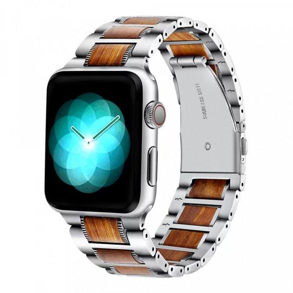 XPRO™ Apple Watch rozsdamentes acél fa berakással szíj Ezüst / Barna Apple
Watch 42mm (S1-S3) / 44mm / 45mm / 46mm / 49mm készülékhez