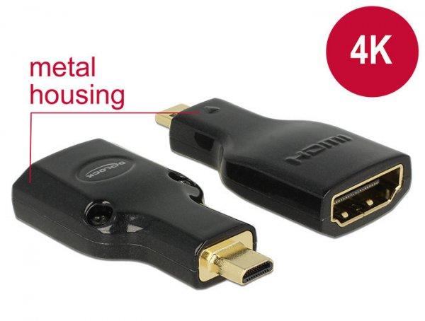 DeLock Adapter High Speed HDMI with Ethernet – HDMI Micro-D male > HDMI-A
female 4K Black