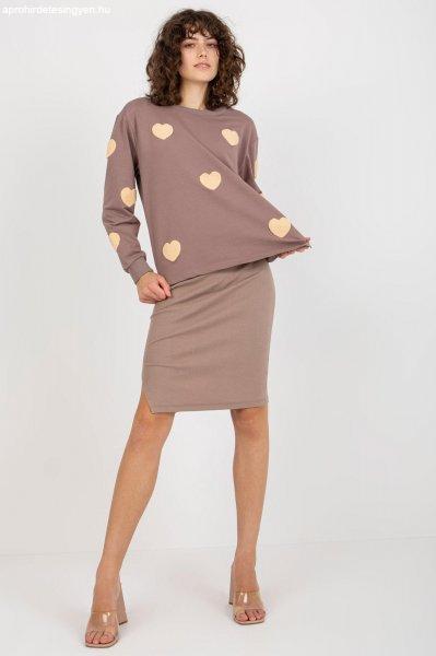 Oversize pulóver és szoknya készlet 31722 színű cappuccino modellből
