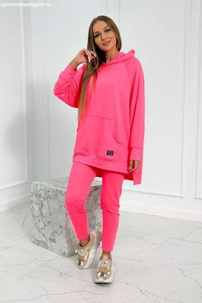Atlétaruha szett kapucnis pulóverrel, 9402-es modell neon rózsaszín