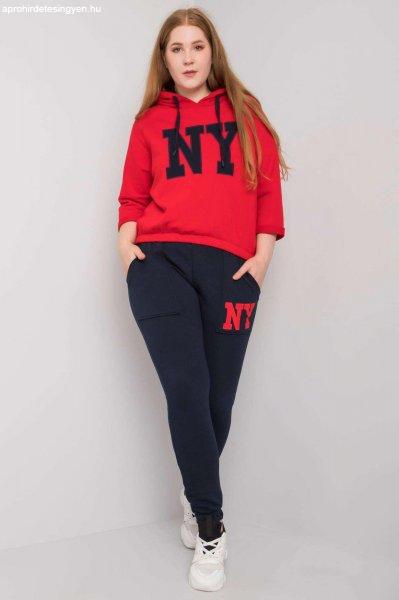 Lillynn kétszínű tréningruha szett NY felirattal sötétkék+piros