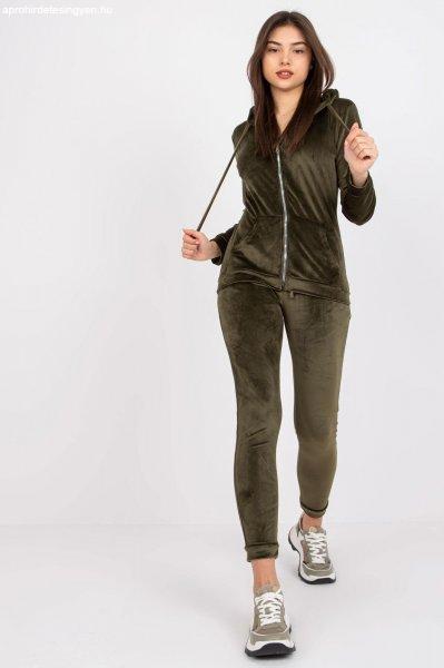 Ilaria velúr-viszkóz tréningruha szett, khaki színű