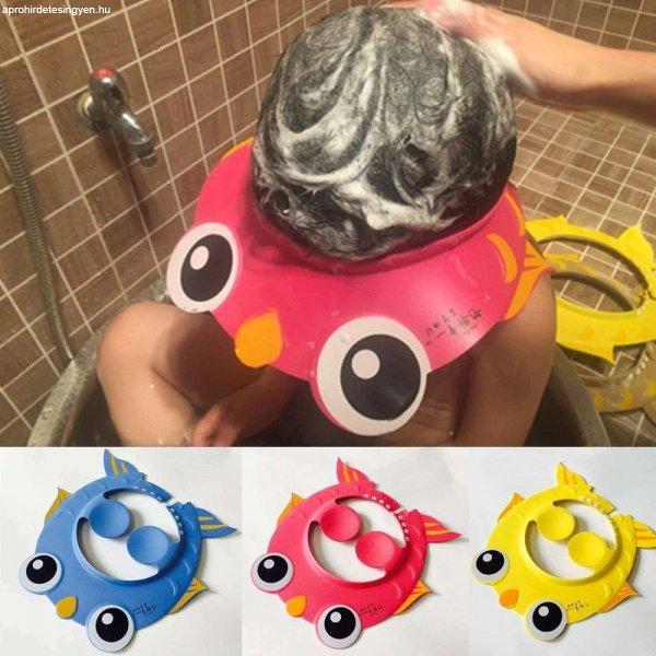 Hajmosó sapka gyerekeknek, Állítható méretű biztonságos fürdőszobai
szemvédő sapka sárga