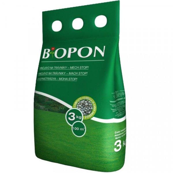 Biopon Moha-stop Gyepműtrágya 3kg  Biopon Granulátum 90 M2-Re Elegendő
Többkomponensű Professzionális Ásványi Tápanyag Gyephez - B1050