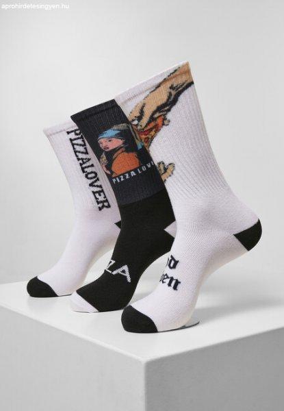 Mr. Tee Pizza Art Socks 3-Pack black/white/teal