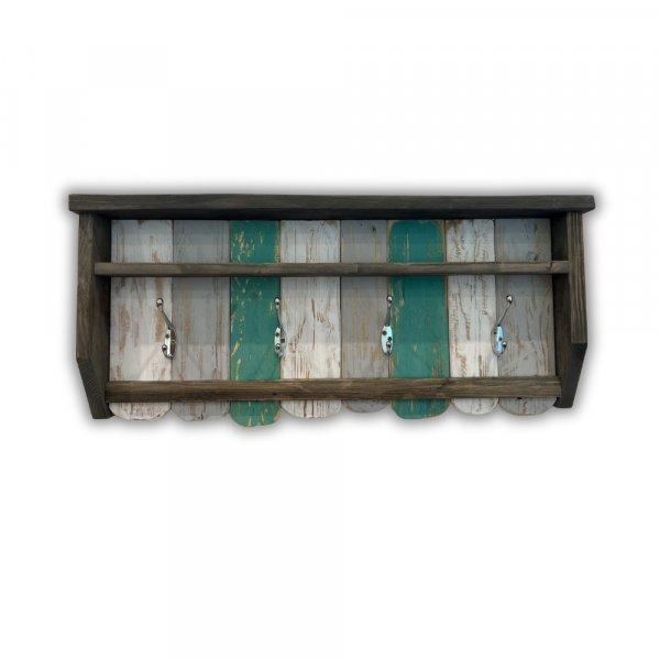 Fali fogas - Vintage - rusztikus tömörfa bútor ( zöld / fehér )