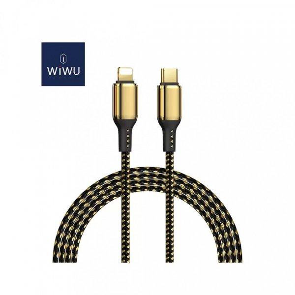 WIWU GD-103 Aranyozott braided USB-C / Lightning kábel 20W fekete / arany 1.2M