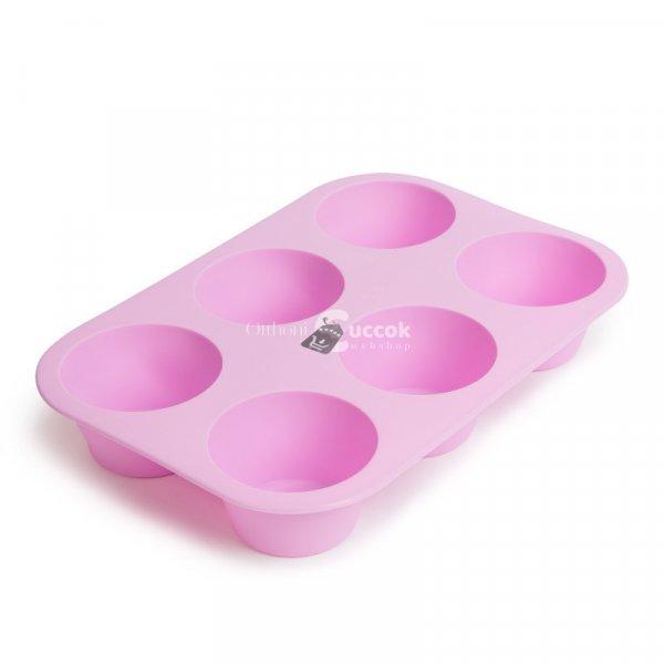 Szilikon muffinsütő-forma - 6 adagos - Pink