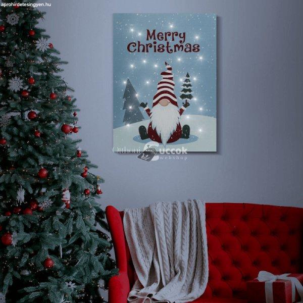 Manós karácsonyi LED fényű hangulatkép, 30x40 cm