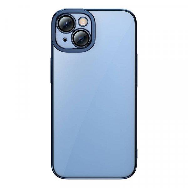 Baseus Glitter iPhone 14 Plus Átlátszó tok és üvegfólia (kék)