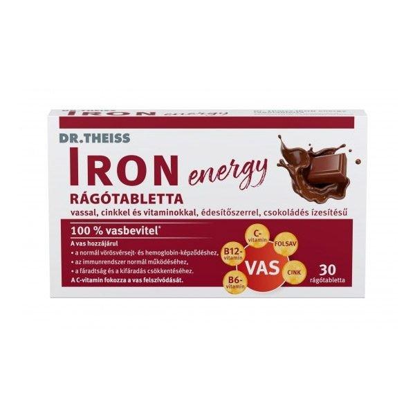 Dr.Theiss iron energy rágótabletta vassal, cinkkel és vitaminokkal
csokoládé ízben 30 db