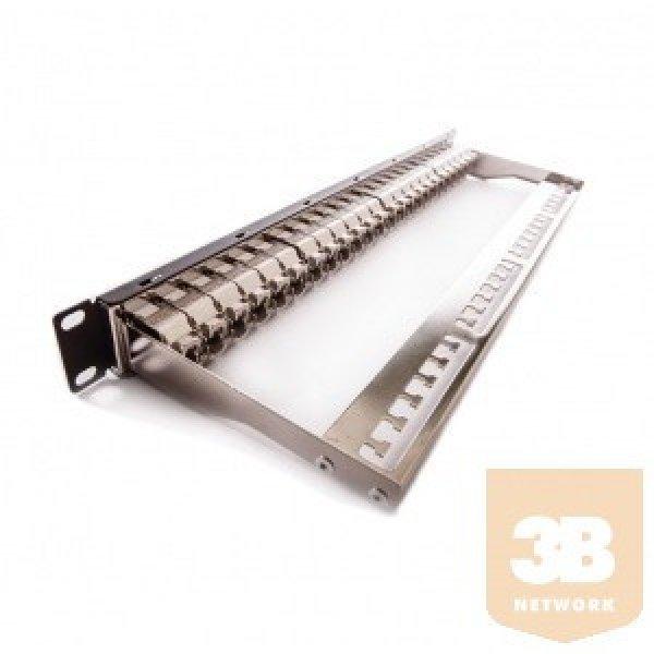 KELine KEP-C6A-S-10G Patch panel , Kategória 6A, 24xRJ45/s,fekete,
csatlakozókkal, 1U