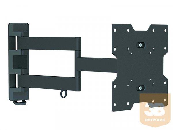LCD fali karos konzol, 3 tengelyű, billenthető VESA200 fekete vagy fehér
(távolság a faltól: 5,6 - 61 cm)