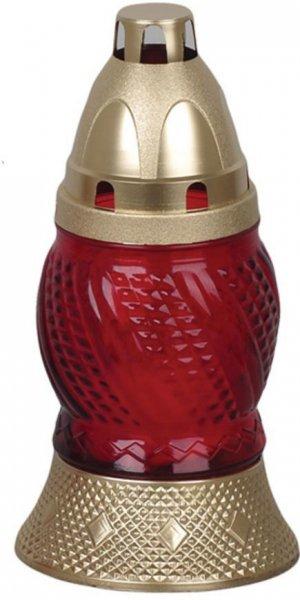 Kahanec Szürke, piros üveg, arany, 8 h, 30 g, magasság 16 cm, a sírhoz