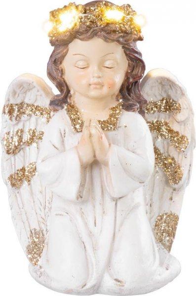 Dekoráció MagicHome, Angel of Prayer, LED, Polyresin, Tomb, 11,5x7,5x15,5 cm