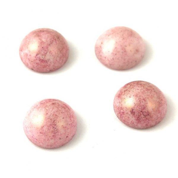 Cseh üveg kaboson - Alabaster Pink Luster - 12mm