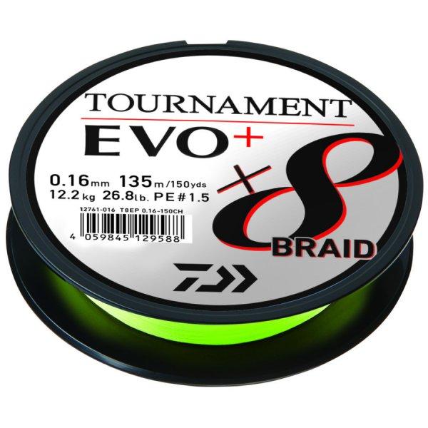 Daiwa Tournament X8 Braid Evo+ Ch Chartreuse 135m 0,10mm 6,7kg fonott zsinór
(12761-010)