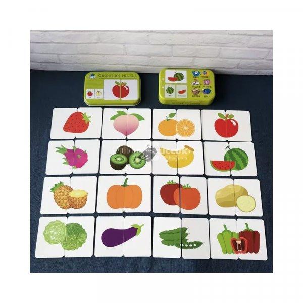 Készségfejlesztő kirakós kártyajáték - Gyümölcs/zöldség