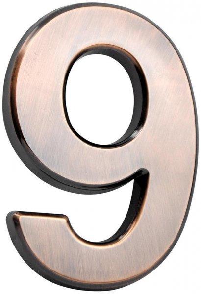 Číslo MagicHome '9', domové, s lepiacou páskou, bronzové, 70x100
mm, ABS