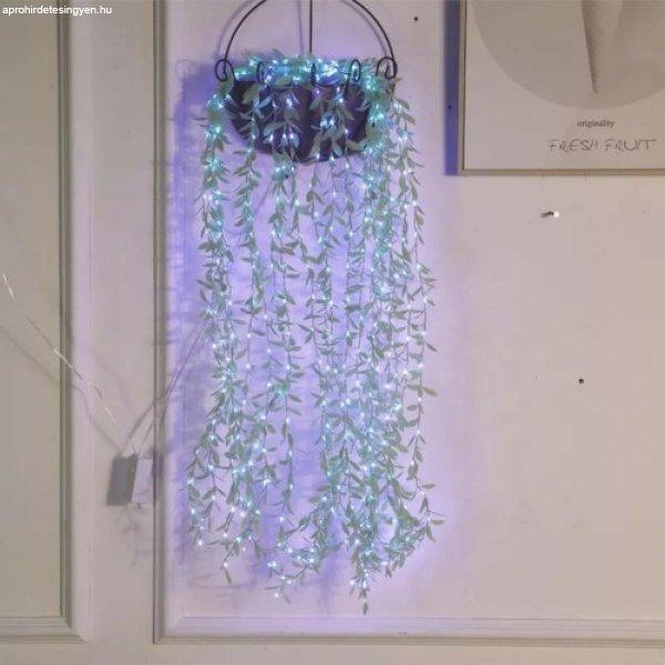 2x2 méteres ledes fényfüggöny apró zöld levelekkel, 8 programos,
sorolható, kék