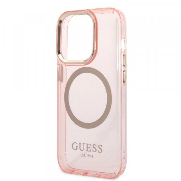 Guess Apple iPhone 14 Pro (6.1) Translucent MagSafe hátlapvédő tok pink
(GUHMP14LHTCMP)