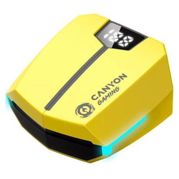 Fülhallgató, vezeték nélküli, Bluetooth 5.3, gaming, CANYON "DoubleBee
GTWS-2", sárga
