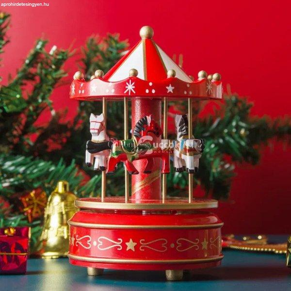 Zenélő karácsonyi körhinta dekoráció - Piros