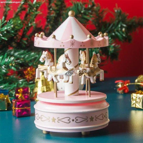 Zenélő karácsonyi körhinta dekoráció - - Rózsaszín