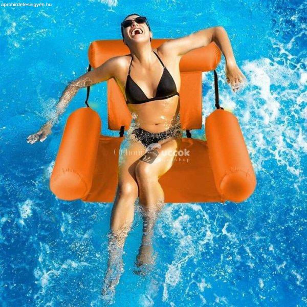 Nagyméretű, felfújható úszófotel, medence fotel - narancssárga
