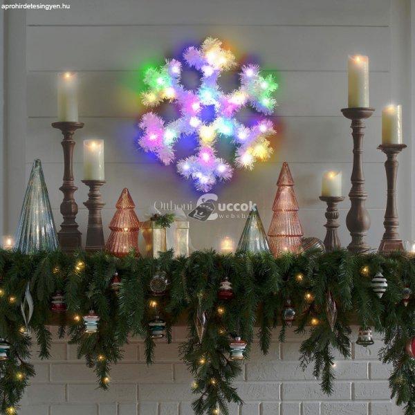 Family Karácsonyi dekoráció - irizáló, színes LED-es hópehely - 32 cm -
elemes