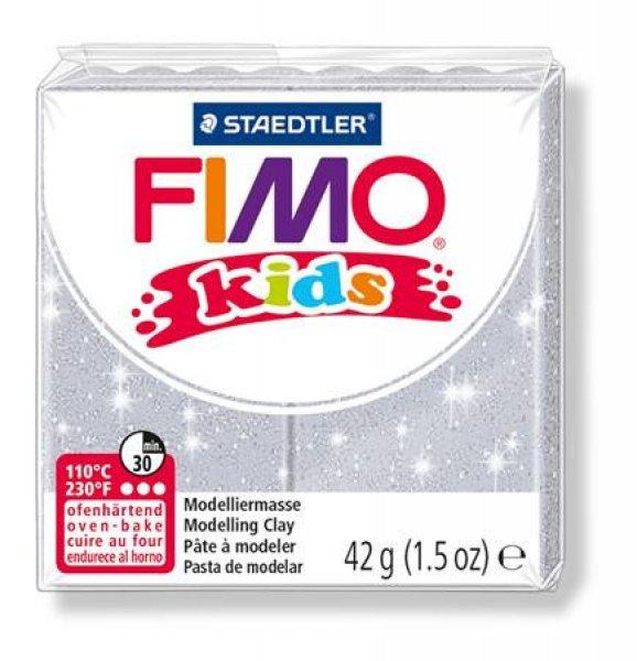 Gyurma, 42 g, égethető, FIMO "Kids", glitteres ezüst