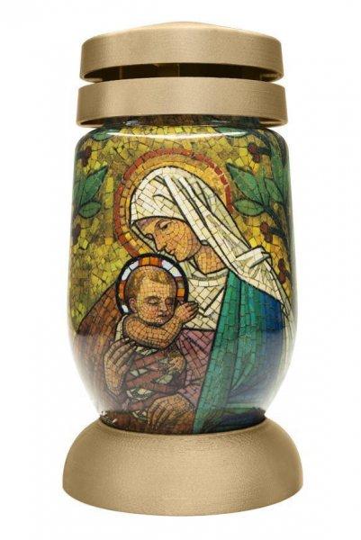Mécses bolsius S03 3D Mária Jézussal, festett üveg, 22 cm, 36 óra