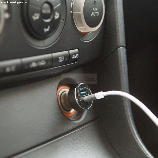 Autós szivargyújtó adapter Type-C PD és USB aljzattal, gyorstöltéssel