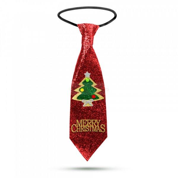 Karácsonyi nyakkendő - piros glitteres - 41 x 11 cm