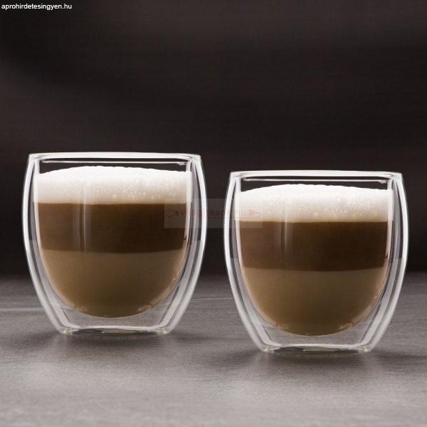 Duplafalú cappuccino üveg csésze - 250 ml - 2 db / doboz