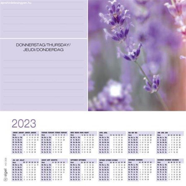 Könyökalátét, 595x410 mm, 3 éves, heti tervezővel, SIGEL "Fragrant
Lavender"