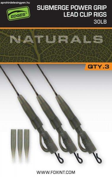 Fox EDGES™ Naturals Submerge Power Grip Lead Clip Leaders szerelék 30lb 3db
szett (CAC850)