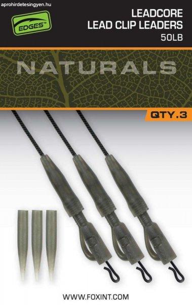 Fox EDGES™ Naturals Leadcore Power Grip Lead Clip Leaders szerelék 50lb 3db
szett (CAC852)