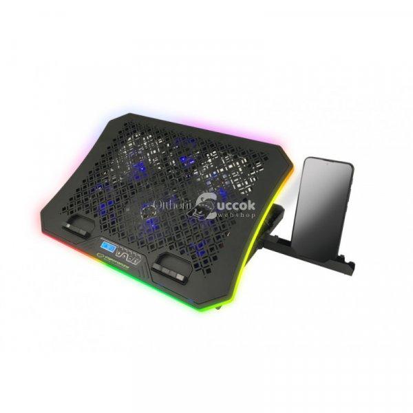 Esperanza RGB Világítású Gaming Laptop hűtőállvány telefontartóval